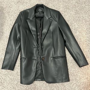 Black Zara Leather Blazer